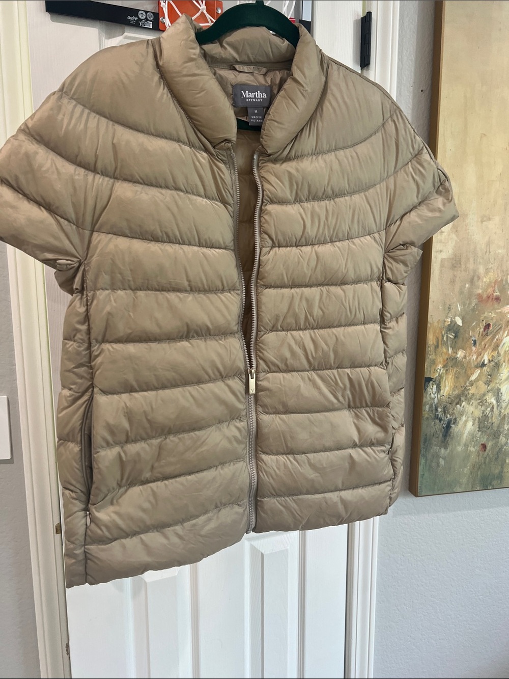 Short sleeved layering puffer - tan